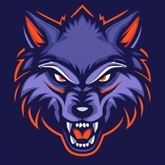 Fototapeta premium Fierce and angry cartoon wolf mascot, illustration of a strong character