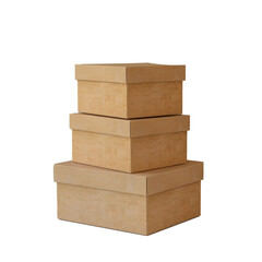 Stacked cardboard boxes. PNG element isolated on transparent background.