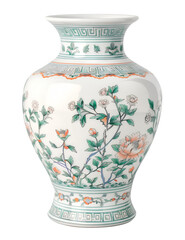 Beautifully Decorated Vase with Colorful Floral Patterns in Blue and Orange