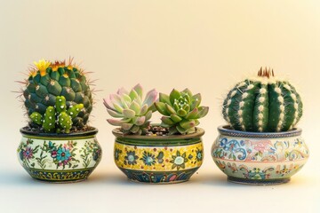 vase in different colour and shape with small plants.