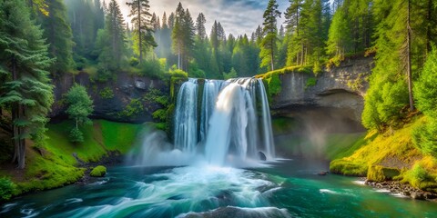 Koosah Falls Waterfall  Willamette National Forest  Oregon AI-Created Content