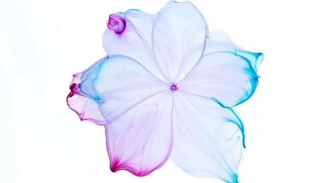 bright splashes of paint turn into a flower on a minimalistic light background