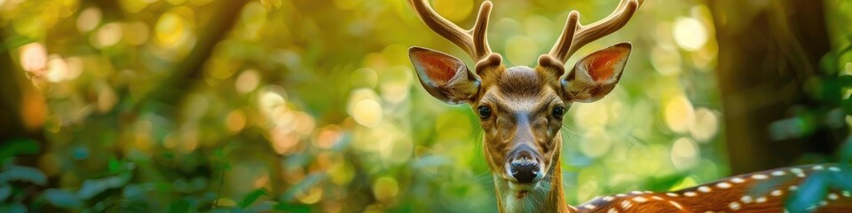 deer on the background of forest nature. Selective focus