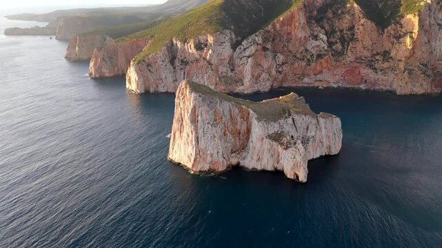 Aerial view of the Porto Flavia and Pan di Zucchero, Sardinia, Italy.