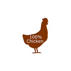 Chicken 100 percent icon isolated on white background