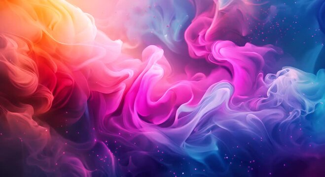 A colorful, swirling smoke background with a pink and blue swirl. The colors are vibrant and the smoke background gives the impression of a dreamy, ethereal atmosphere