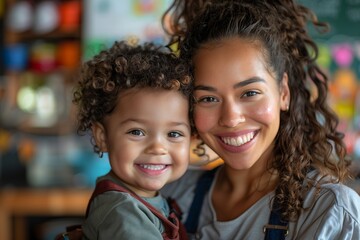 Fototapeta premium Diverse Team Collaboration in Childcare: Engaged Employees in a Professional Environment