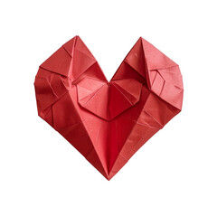 A red origami heart. PNG element isolated on transparent background.