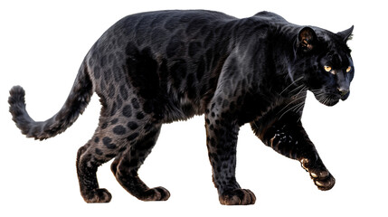 Obraz premium Black panthera wild cat isolated on transparent or white background 