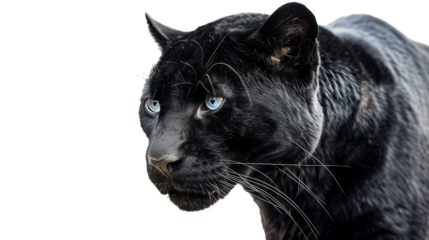 Black panthera wild cat  isolated on transparent or white background 