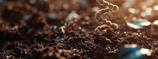 close-up of the DNA helix of the soil. Selective focus