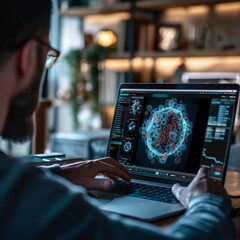 Detailed view of a laptop screen displaying an antivirus 