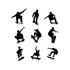 set of skateboard vector silhouette	