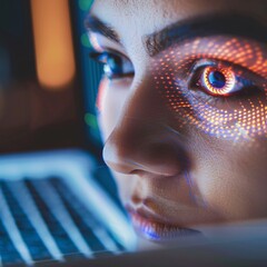 a close up of a eye scanning for security 