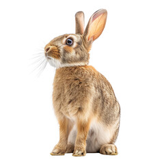 Obraz premium Brown rabbit standing up. PNG element isolated on transparent background.