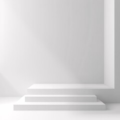 Empty white gradient background for product display with little sunlight 