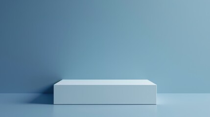 A white box is on a blue wall