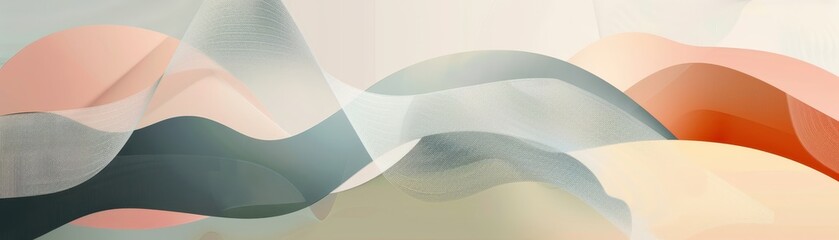 Abstract landscape with smooth, pastel-colored flowing shapes blending seamlessly, creating a serene and harmonious artistic composition.