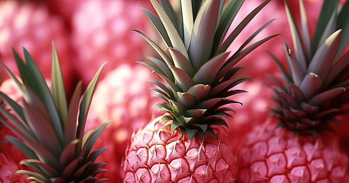 minimal summer tropical concept background, pink pineapple