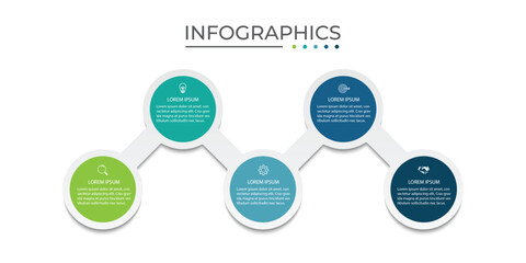Vector Infographic label design template with icons and 5 options