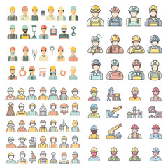 A collection of construction worker icons