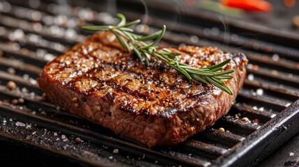 Juicy Steak on Black Surface