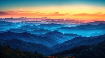 Obraz premium Breathtaking Blue Ridge Mountains Sunset Landscape