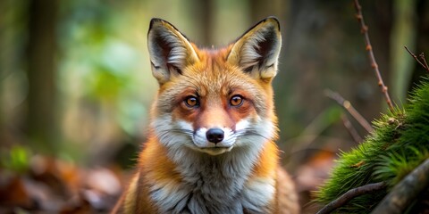 Obraz premium Close up of a Red fox in a forest AI-Generated Content