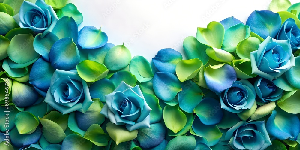 Sticker Veins of green and blue rose petals Generative AI