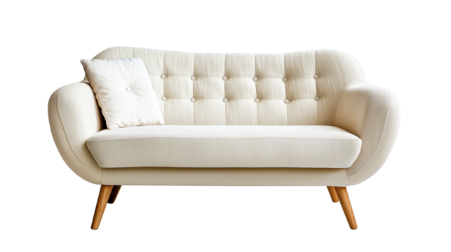 Modern Scandinavian style sofa  isolated on transparent or white background 