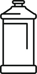 Simple black and white icon of a tall bottle with a cap, likely containing cleaning product