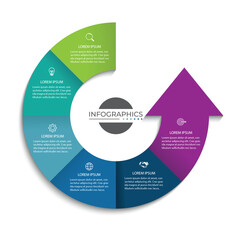 Timeline infographic template design with arrows. Business concept with 6 options
