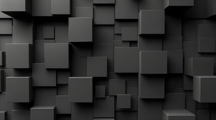 Abstract Geometric Pattern of Black Cubes