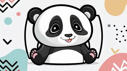 Naklejka premium Whimsical graphic design with cute panda illustration