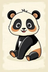 Naklejka premium Whimsical graphic design with cute panda illustration