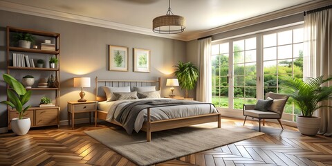 Tranquil Morning in a Cozy Bedroom AI-Created Content