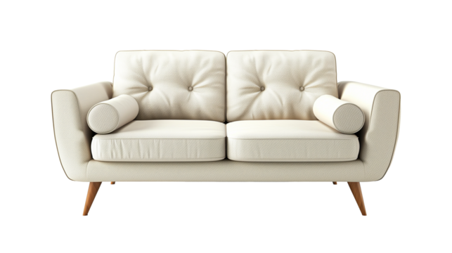 Modern Scandinavian style sofa  isolated on transparent or white background 