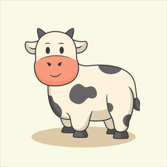 vector illustration cartoon cute cow icon animal nature concept