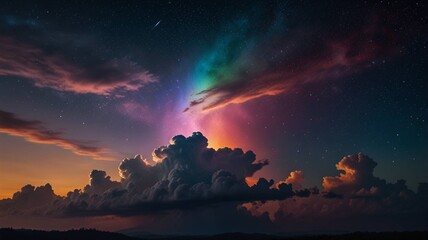 Rainbow Celestial Night A Symphony of Iridescent Hues and Starlight.