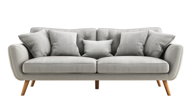 Modern Scandinavian style sofa  isolated on transparent or white background 