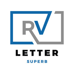 Fototapeta premium Initial Letter RV Icon Logo Design Template