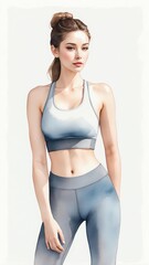 Obraz premium watercolor illustration of a woman wearing sports bra background
