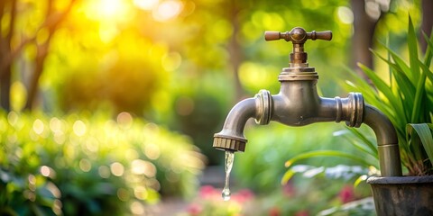 Water tap in the garden Increasing the price of water save the planet save water  AI Generative