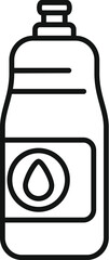 Line drawing of a plastic bottle with a water drop logo, suitable for representing cleaning products