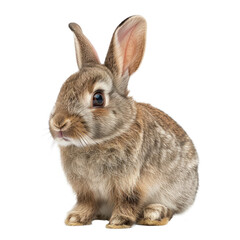 Fototapeta premium Rabbit, 4 months old, sitting. PNG element isolated on transparent background.