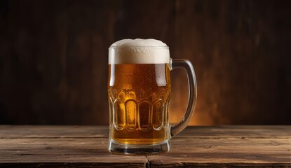 Frothy Beer in a Rustic Setting