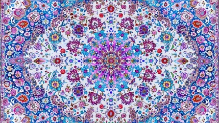 "Stunning Aerial View of Intricately Patterned Rug in Vibrant Colors"