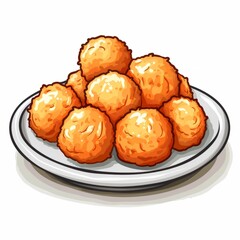 A plate of golden brown, round, deep-fried food.