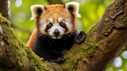Obraz premium Red panda (Ailurus fulgens) on tree