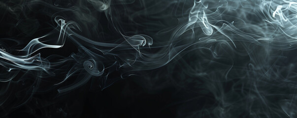 A dark background with soft, flowing smoke and subtle highlights, evoking a sense of mystery and drama.